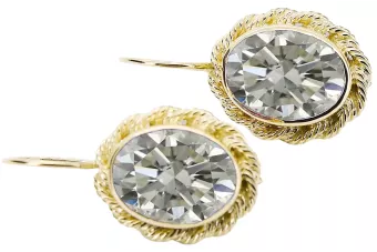 Серьги Винтаж стиль Циркон 14-кв Желтое золото vec007y